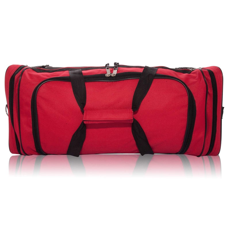 DALIX 25" Extra Large Vacation Travel Duffle Bag in Red and Black - Image 5
